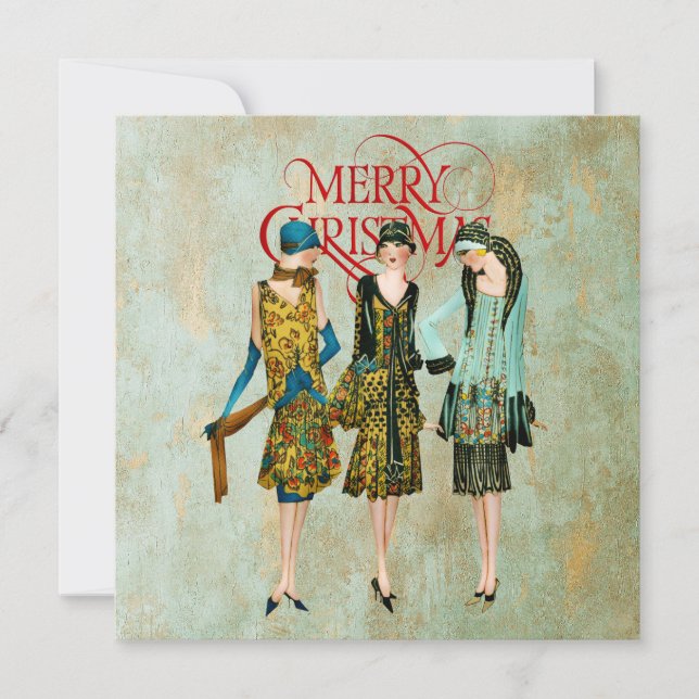 Vintage 1930's Women Christmas Greeting Holiday Card (Front)