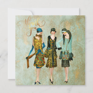 Vintage 1930's Women Thank you Holiday Card