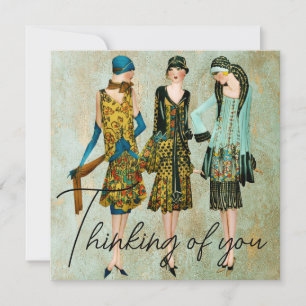 Vintage 1930's Women Thinking of you Holiday Card