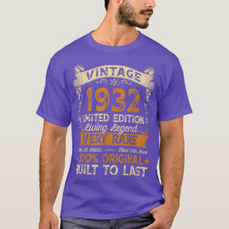 Vintage 1932 90th Birthday Gift 90 Years Old Limit T-Shirt