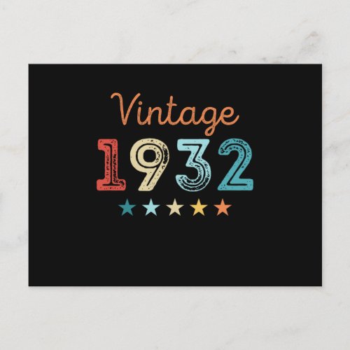 Vintage 1932 90th Birthday Retro Gift 90 year old Postcard