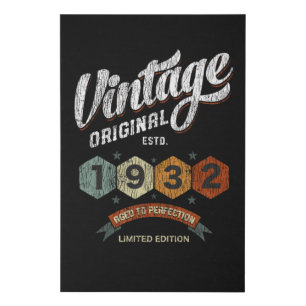 Vintage 1932 Aged to Perfection Birthday Gift Faux Canvas Print