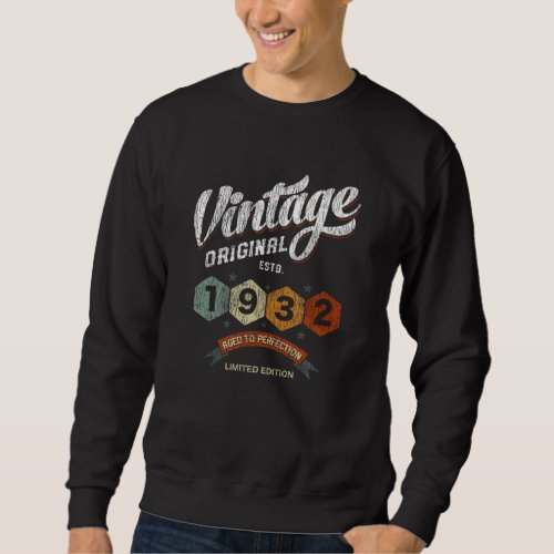 Vintage 1932 Bday Aged To Perfection 90th Birthday Sweatshirt