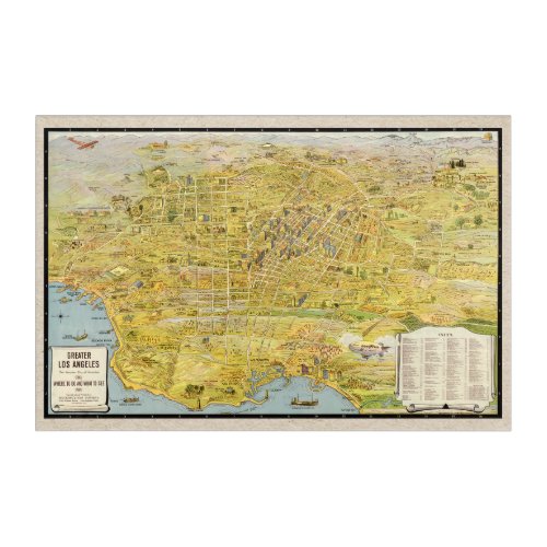 Vintage 1932 Greater Los Angeles Restored Map Acrylic Print