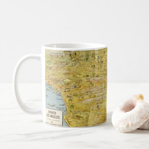 Vintage 1932 Greater Los Angeles Restored Map Coffee Mug