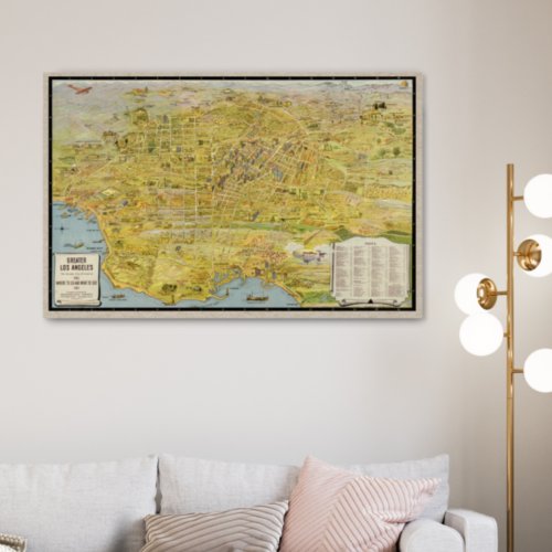 Vintage 1932 Greater Los Angeles Restored Map Poster