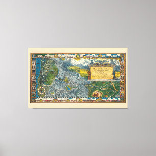 Vintage 1932 Oregon Trail Restored Extra Large Map Canvas Print