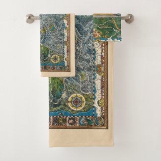 Vintage 1932 Oregon Trail Restored Map Bath Towel Set