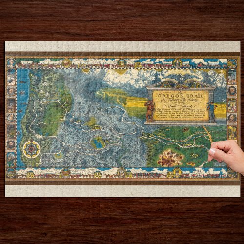 Vintage 1932 Oregon Trail Restored Map Jigsaw Puzzle