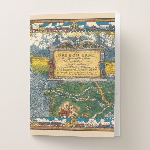 Vintage 1932 Oregon Trail Restored Map Pocket Folder