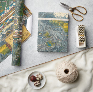 Vintage 1932 Oregon Trail Restored Map Wrapping Paper