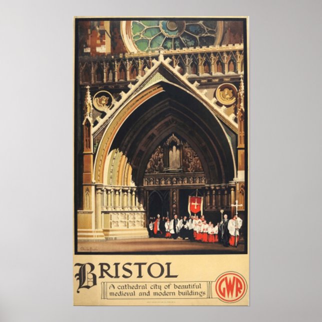 Vintage 1933 Bristol GWR Travel Poster (Front)
