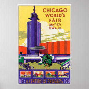 Vintage 1933 Chicago Worlds Fair By Canadian Pacific Poster A4/A3/A2/A1 Print