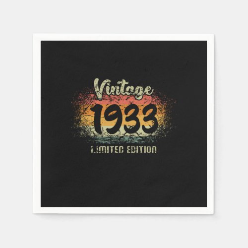 Vintage 1933 Limited Edition Birthday Gift Napkins