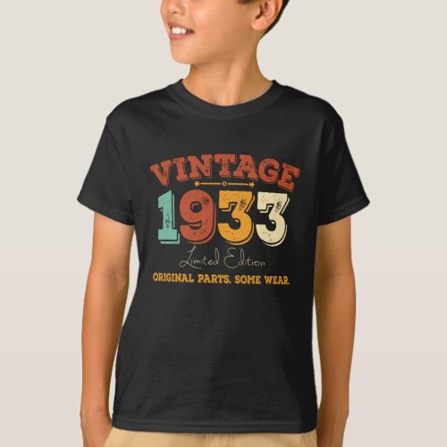Vintage 1933 Original Parts Funny Birthday Gift T_Shirt