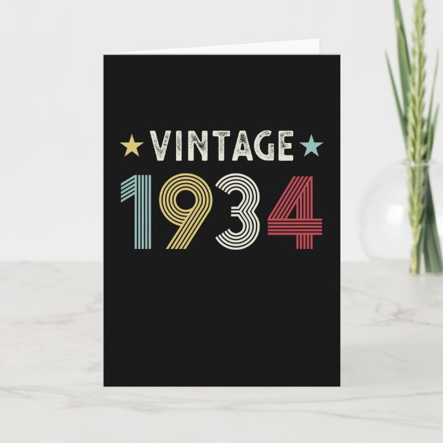 Vintage 1934 90th Birthday Gift 90 years old Card (Front)