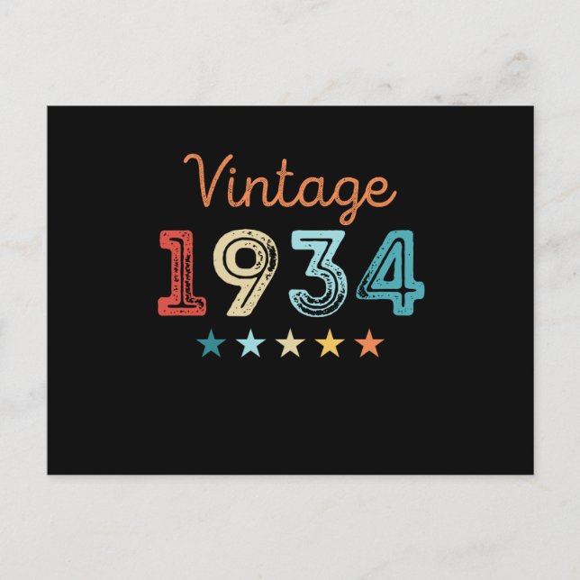 Vintage 1934 90th Birthday Retro Gift 90 year old Postcard (Front)