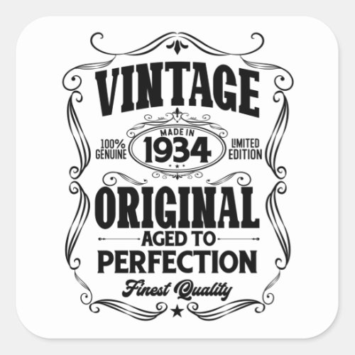 Vintage 1934 aged to perfection square sticker