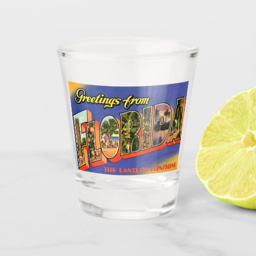 Vintage 1934 Greetings From Florida Travel Shot Glass