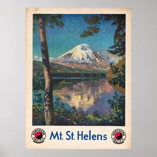 Vintage 1935 Mount Saint Helens USA Travel  Poster