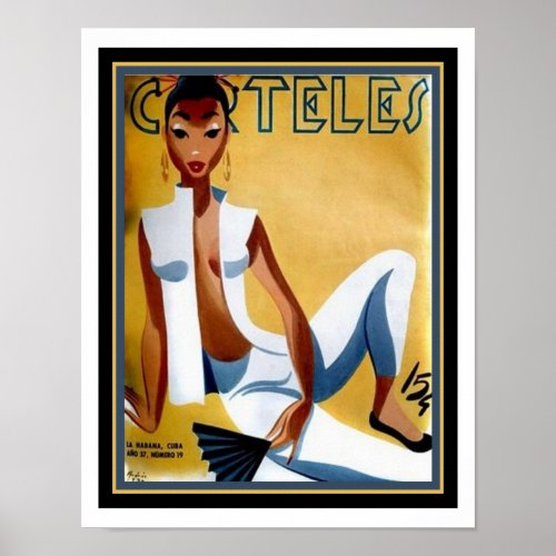 Vintage 1937 Deco Cuban Carteles Magazine Cover Poster