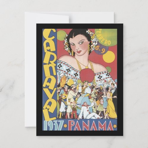 Vintage 1937 Panama Carnaval Woman Personalized Invitation