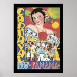 Vintage 1937 Panama Carnaval Woman Poster