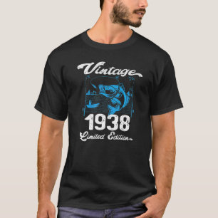 Vintage 1938  84 Year Old Fishing Fishermen Birthd T-Shirt