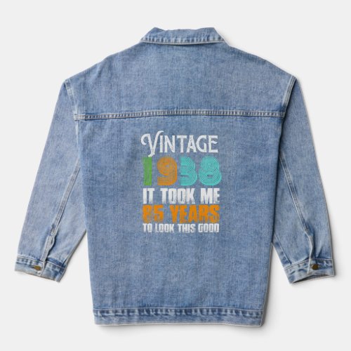 Vintage 1938 85 Years Old Birthday Retro Fathers  Denim Jacket