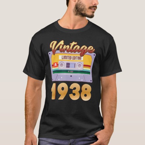 Vintage 1938 Born In Classic Cassette Tape T_Shirt