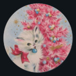 Vintage 1940 Christmas Cat Classic Round Sticker<br><div class="desc">Vintage 1940 Christmas Cat</div>