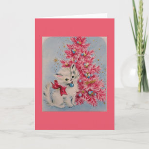 Vintage 1940 Christmas Cat Holiday Card