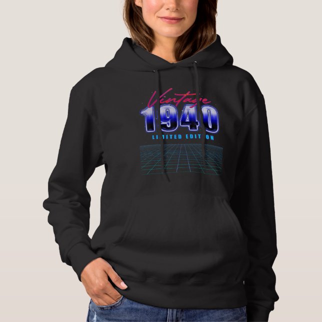 Vintage 1940   Retro Synthwave Aesthetic Hoodie (Front)