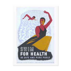 Vintage 1940 WPA Poster: Swimming Postcard