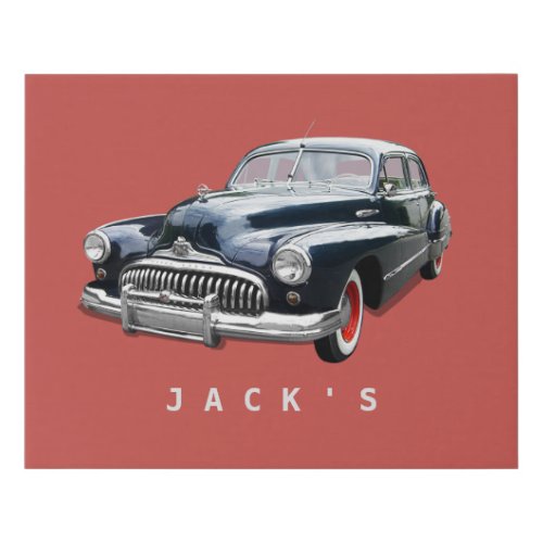 Vintage 1940s Black Buick Custom Faux Canvas Print