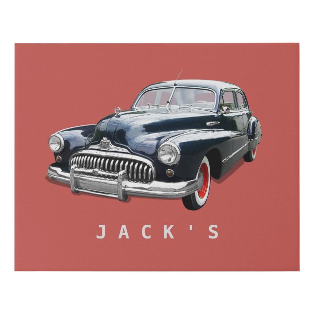 Vintage 1940s Black Buick Custom Faux Canvas Print (Front)