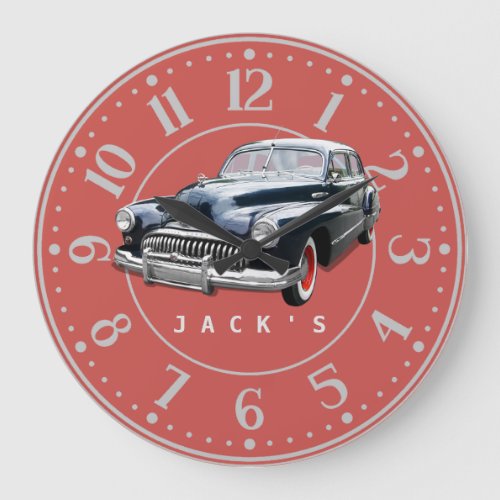 Vintage 1940s Black Buick Custom Large Clock