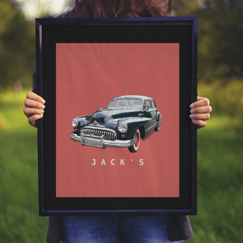Vintage 1940s Black Buick Custom Poster