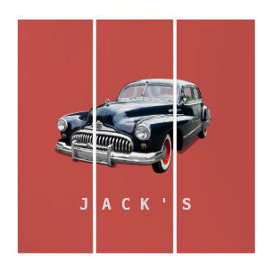 Vintage 1940s Black Buick Custom Triptych
