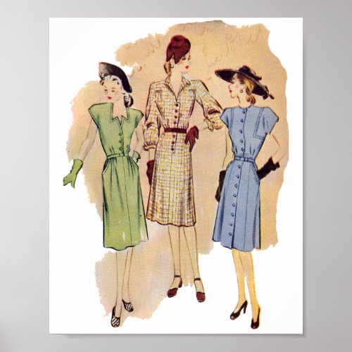 Vintage 1940s Fashion Poster