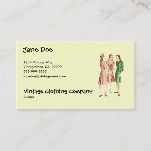 Vintage 1940s Fashion V2 Business Card