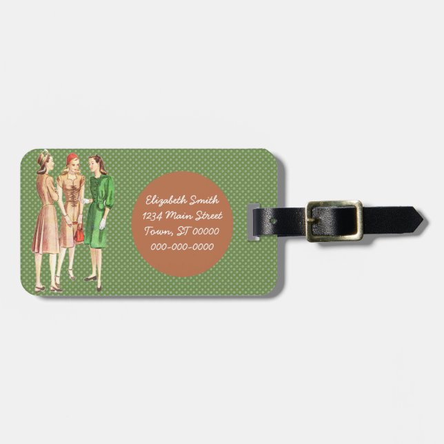 Vintage 1940s Fashion V2 Luggage Tag (Front Horizontal)