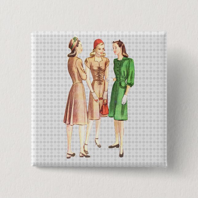 Vintage 1940s Fashion V2 Pinback Button (Front)