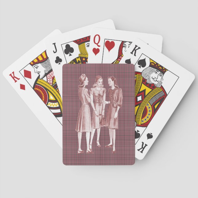 Vintage 1940s Fashion V2 Red Poker Cards (Back)
