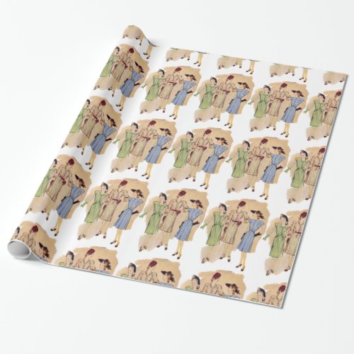 Vintage 1940s Fashion Wrapping Paper