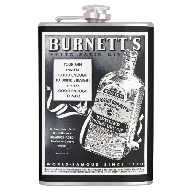 VINTAGE 1940S GIN ADVERTISEMENT  FLASK (Front)