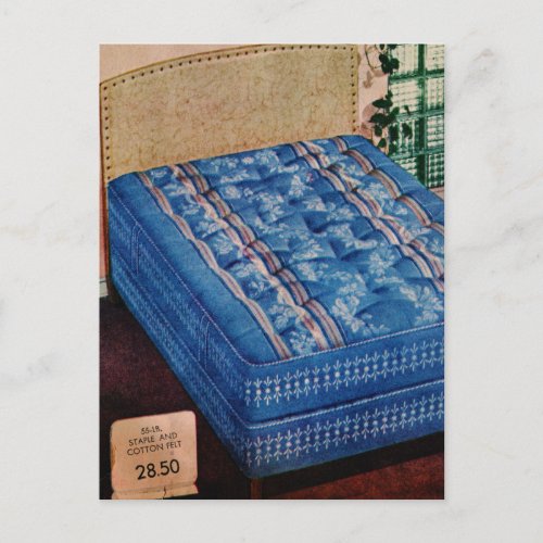 Vintage 1940s Mattress The Blue Bed Postcard