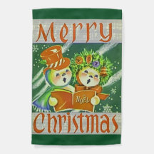 Vintage 1940's Merry Christmas Snowman Yard Flag