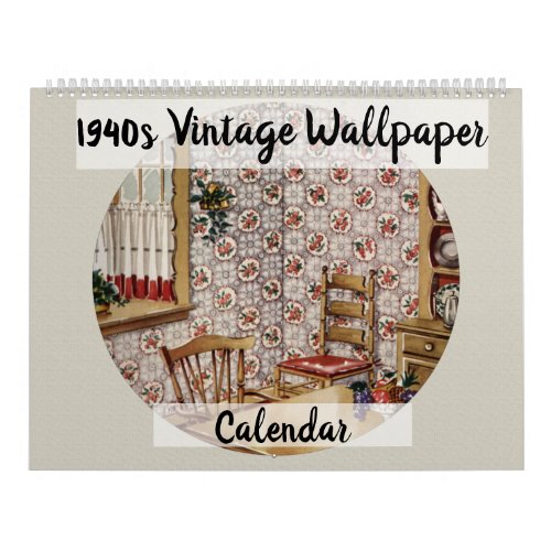 Vintage 1940s Mid Century Home Wallpaper Design Calendar