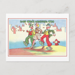 Vintage 1940s military humor, who's guarding who postcard